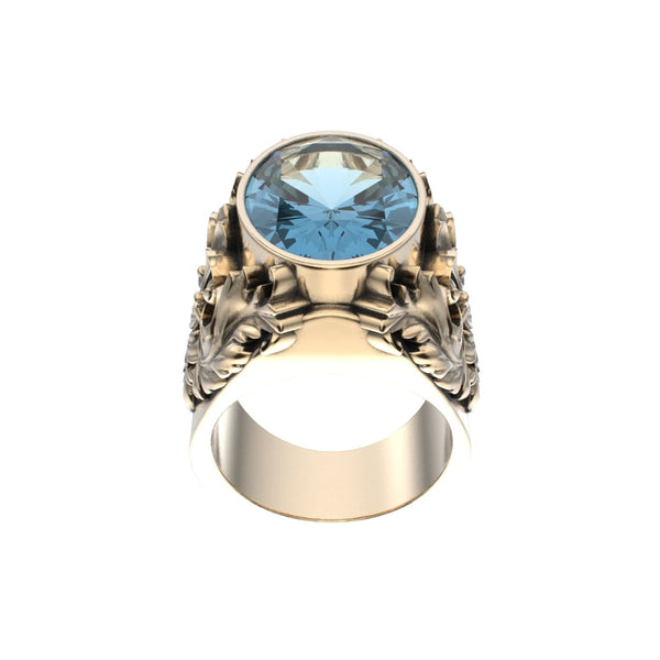 Victorian Filigree Ring - Aquamarine - 9ct Gold