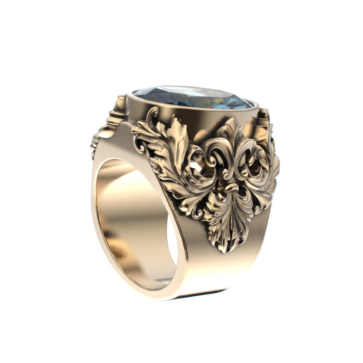 Victorian Filigree Ring - Aquamarine - 9ct Gold