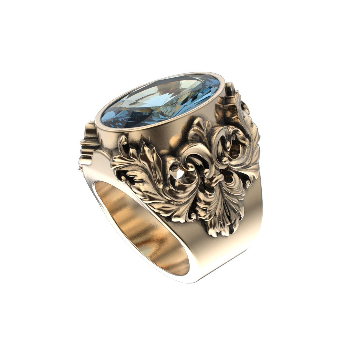 Victorian Filigree Ring - Aquamarine - 9ct Gold