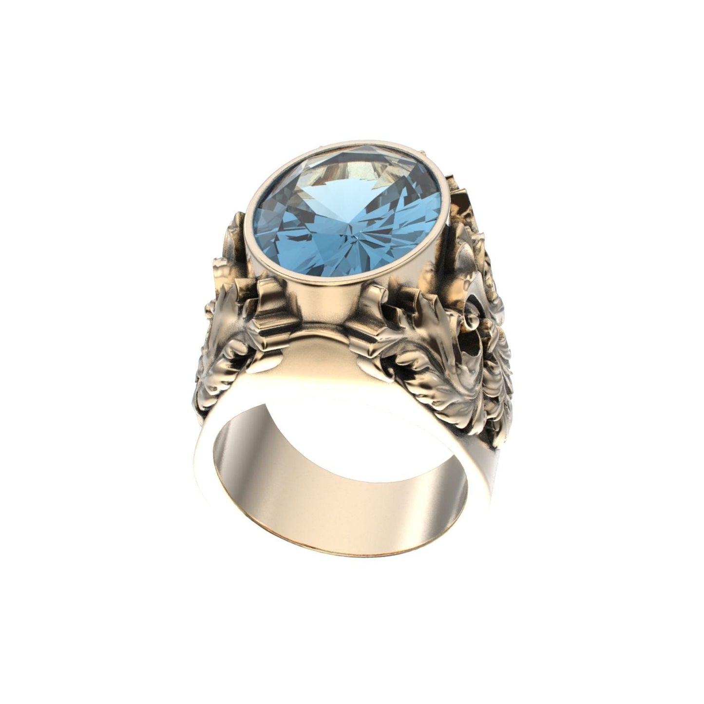 Victorian Filigree Ring - Aquamarine - 9ct Gold