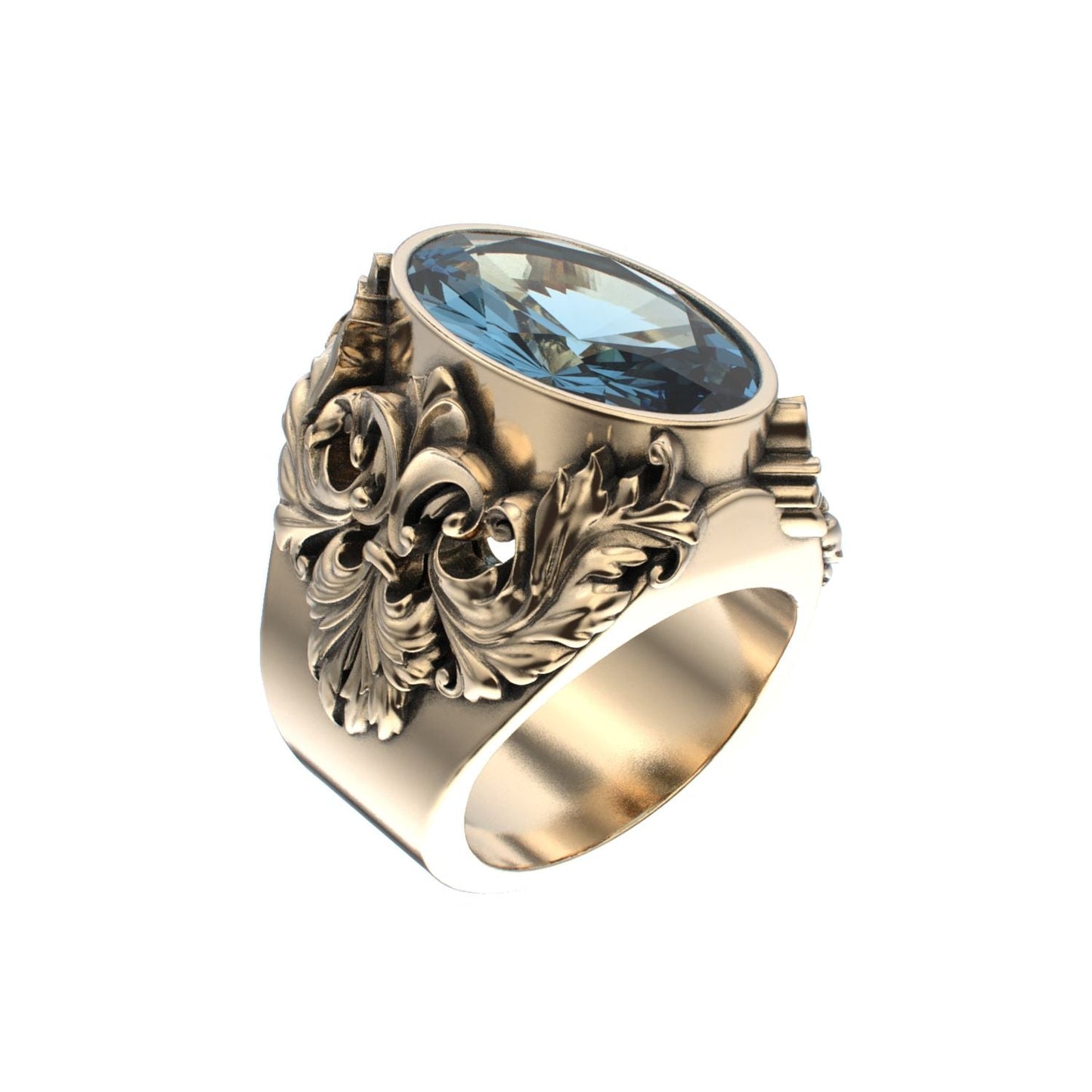 Victorian Filigree Ring - Aquamarine - 9ct Gold