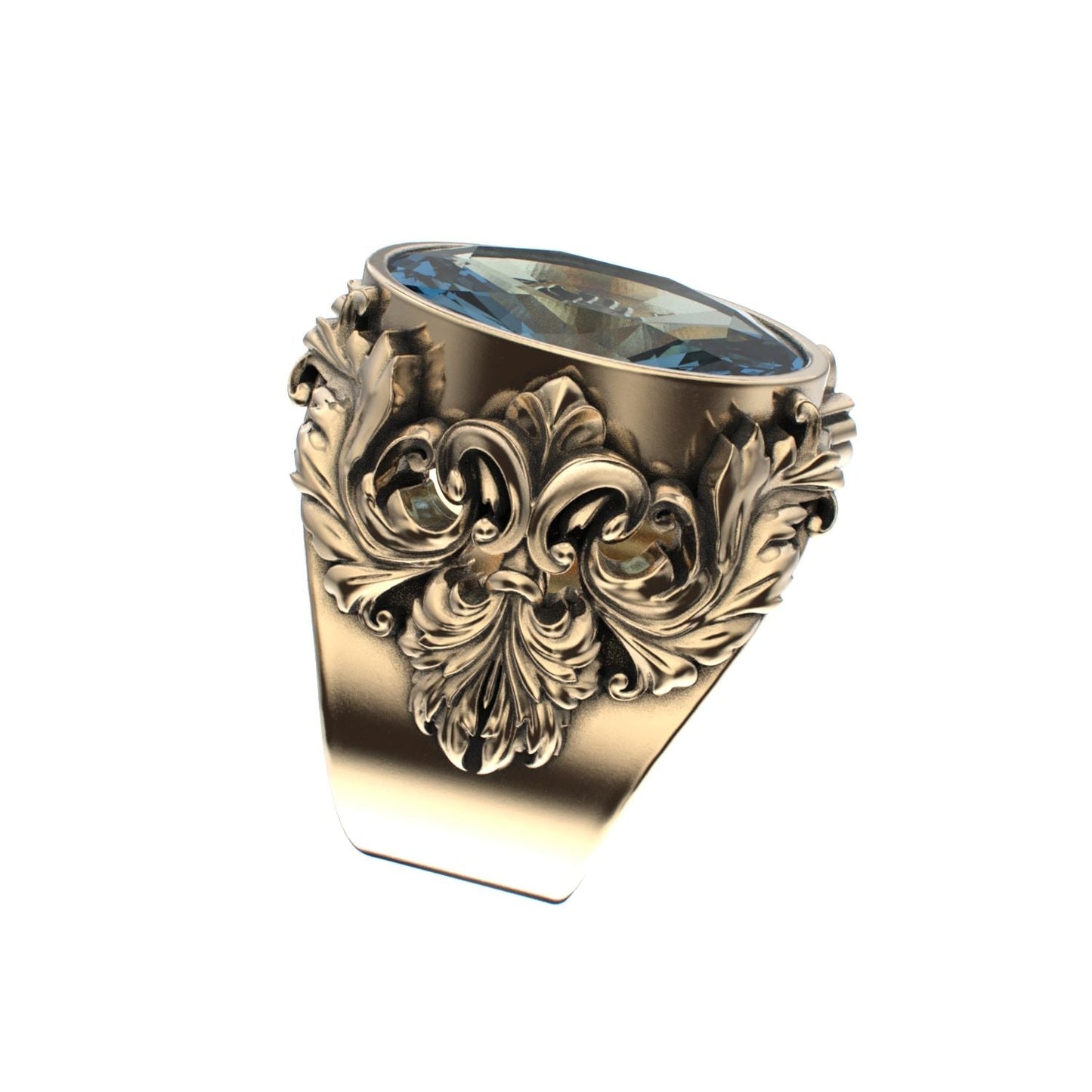 Victorian Filigree Ring - Aquamarine - 9ct Gold