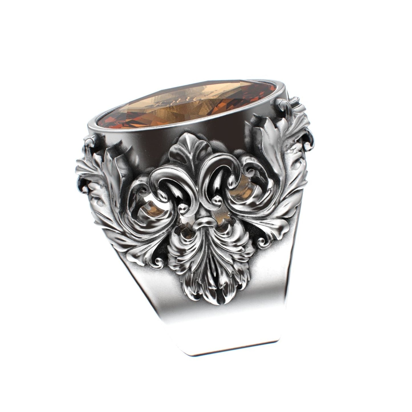 Victorian Filigree Ring - Citrine - 925 Silver