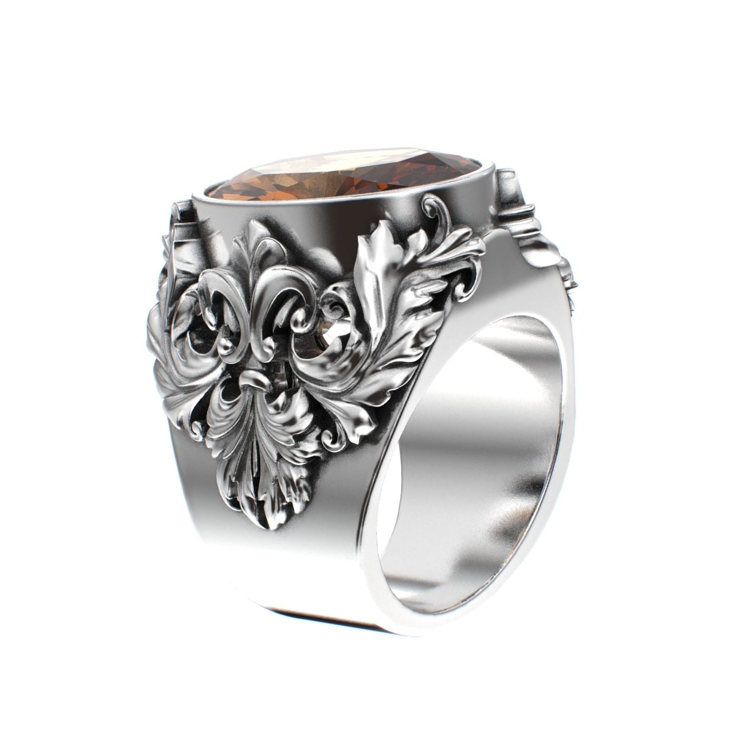 Victorian Filigree Ring - Citrine - 925 Silver