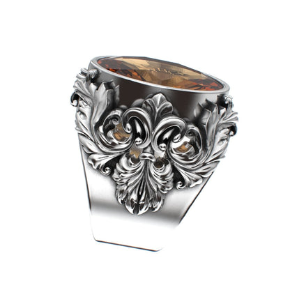 Victorian Filigree Ring - Citrine - 925 Silver