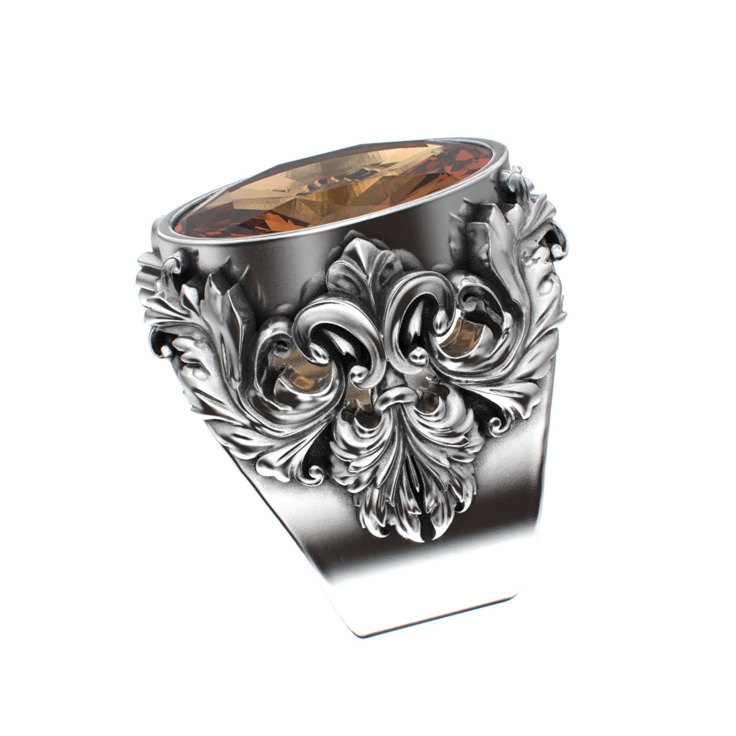 Victorian Filigree Ring - Citrine - 925 Silver