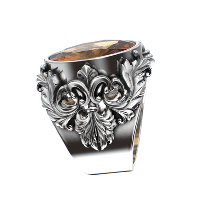 Victorian Filigree Ring - Citrine - 925 Silver