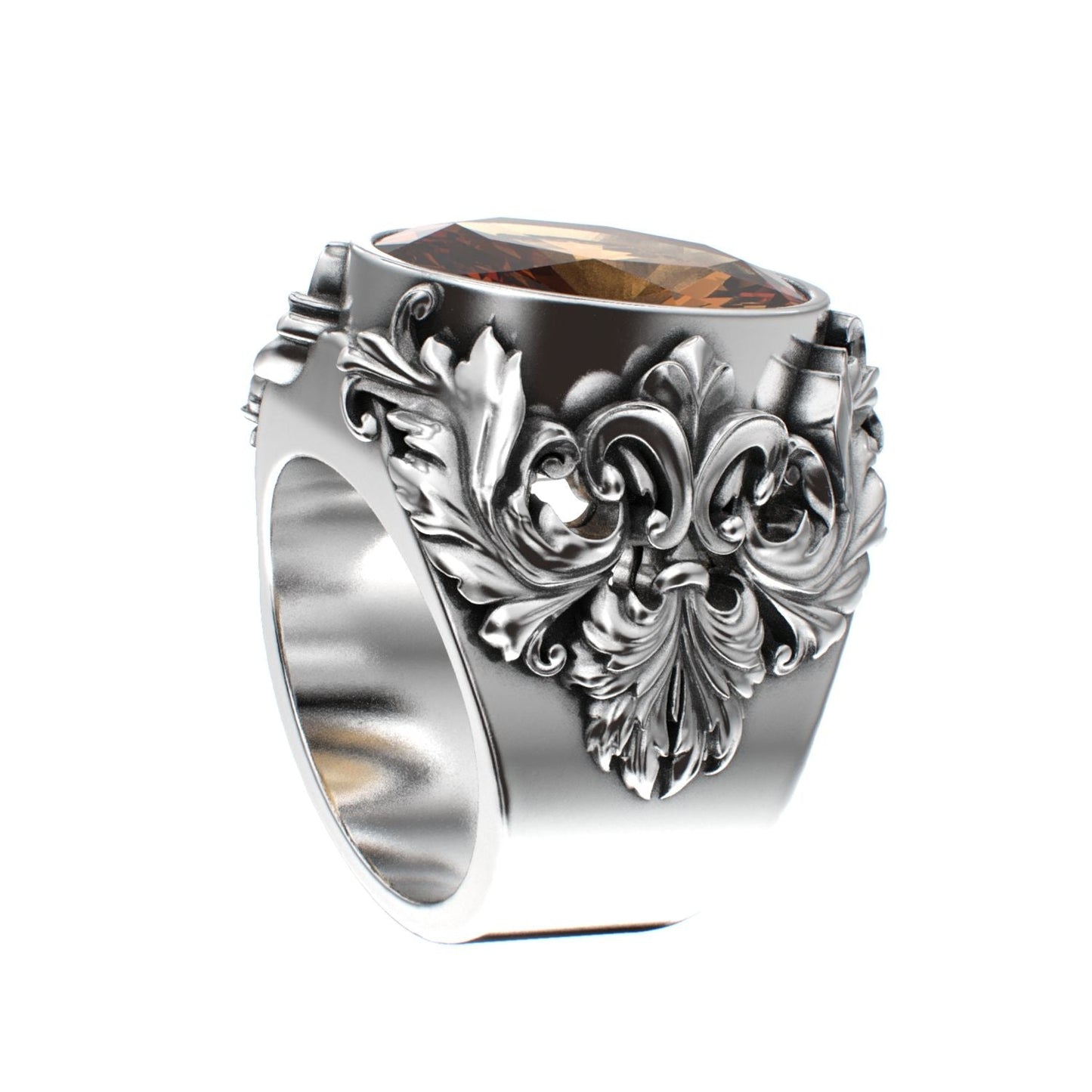 Victorian Filigree Ring - Citrine - 925 Silver