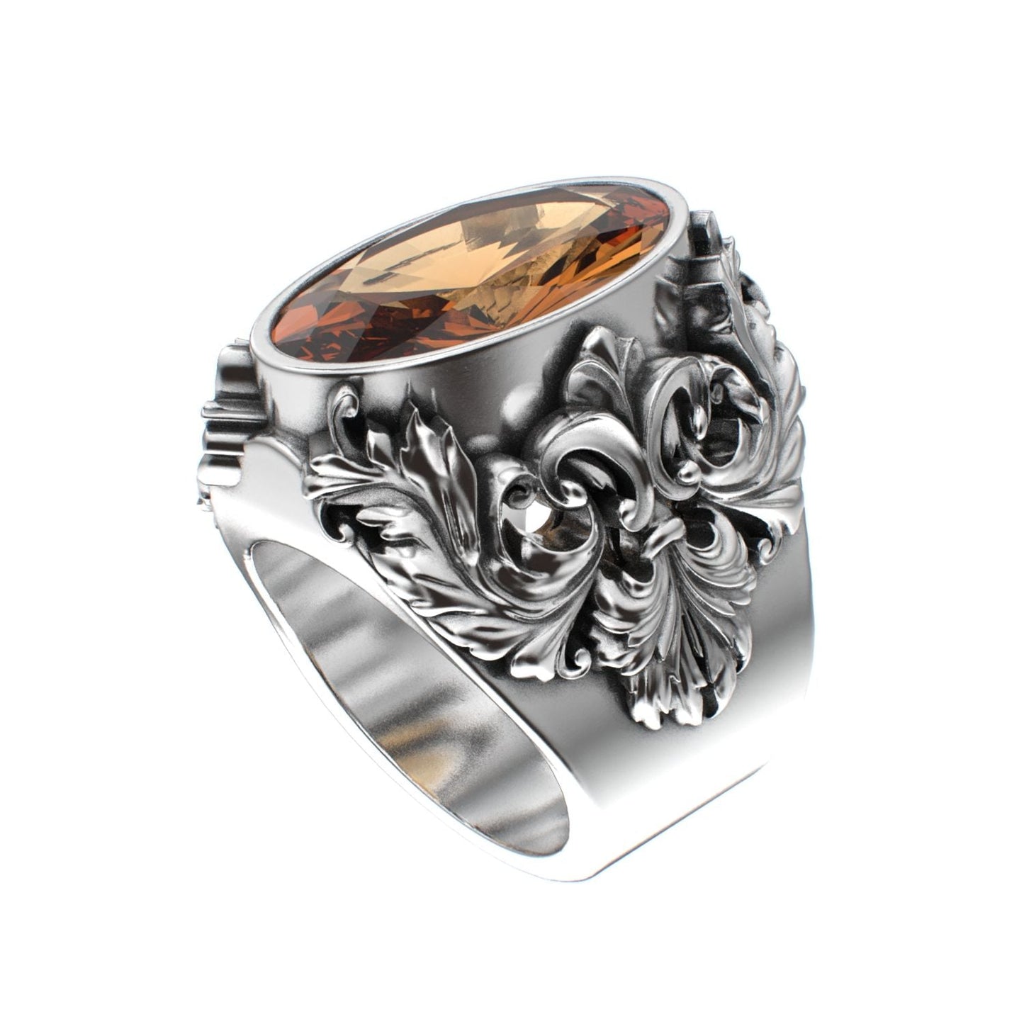 Victorian Filigree Ring - Citrine - 925 Silver