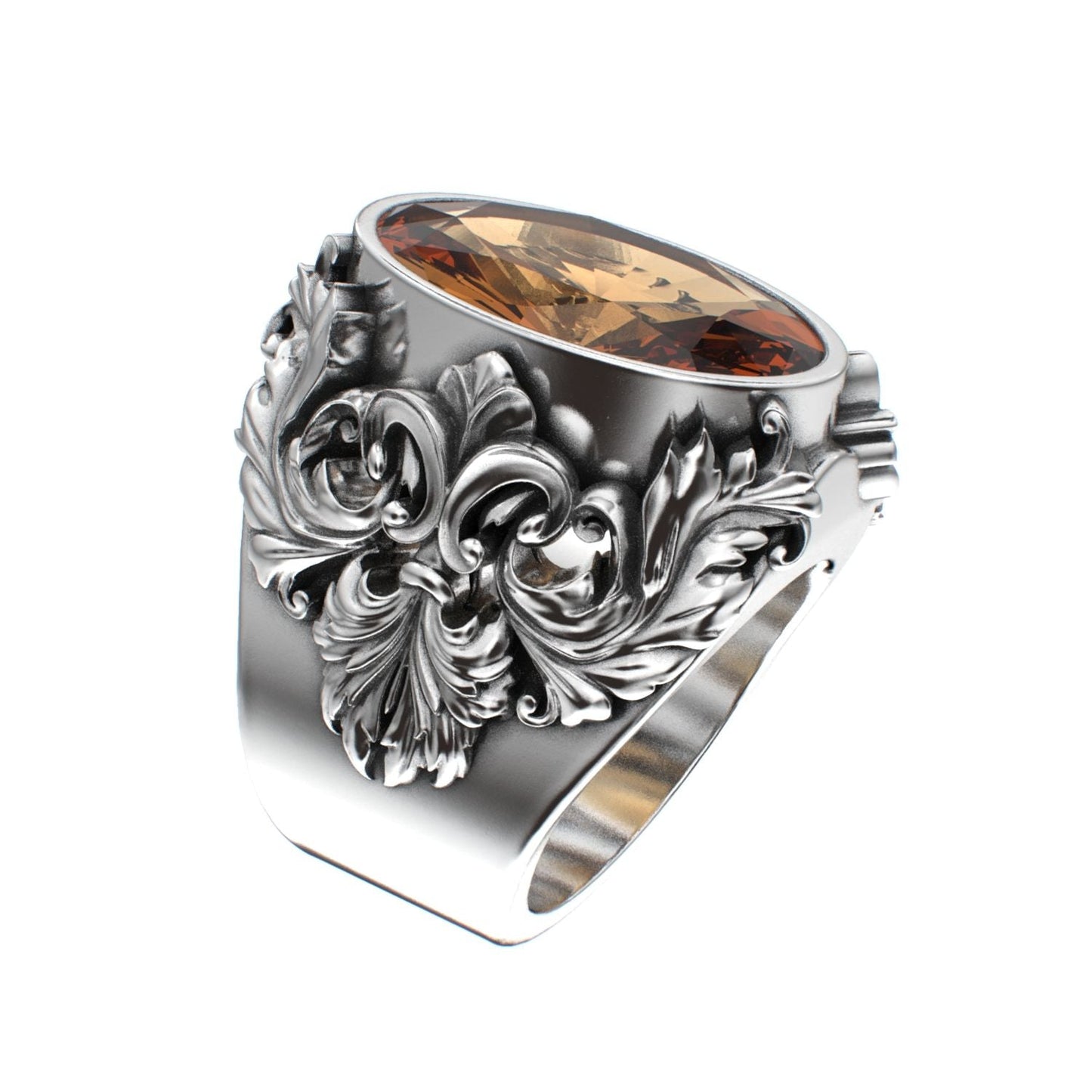 Victorian Filigree Ring - Citrine - 925 Silver