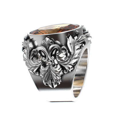 Victorian Filigree Ring - Citrine - 925 Silver