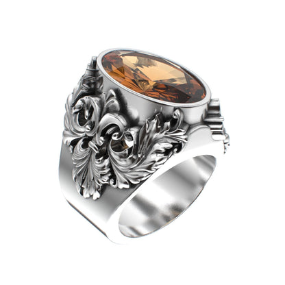 Victorian Filigree Ring - Citrine - 925 Silver