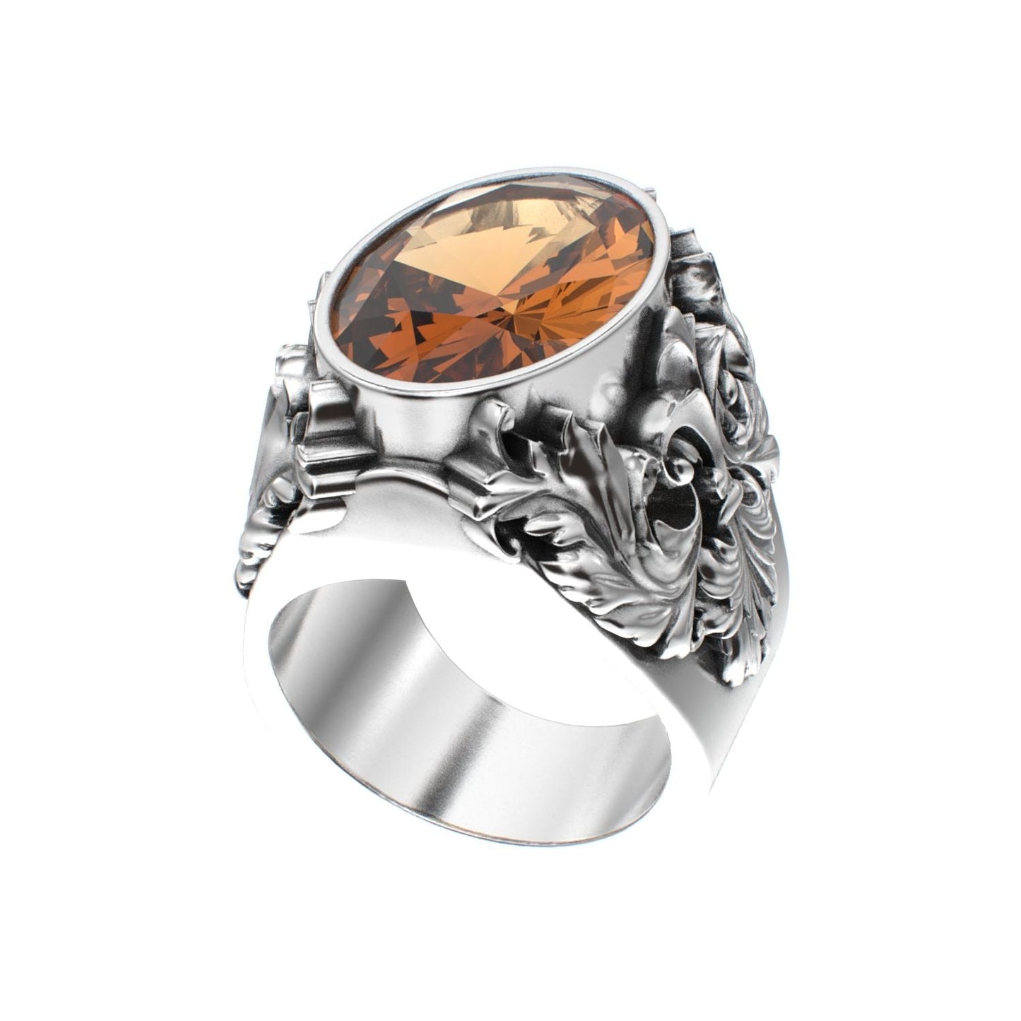 Victorian Filigree Ring - Citrine - 925 Silver