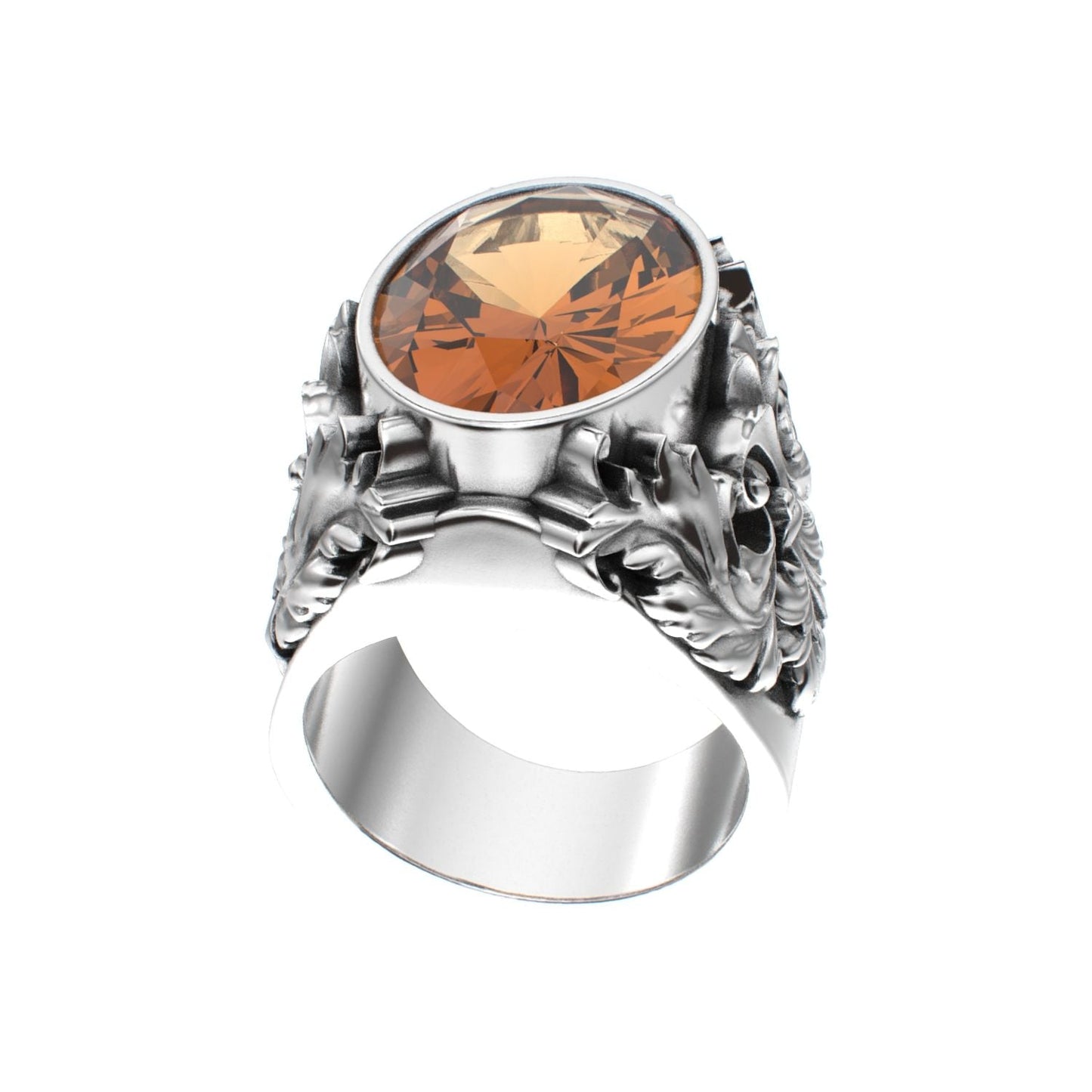 Victorian Filigree Ring - Citrine - 925 Silver