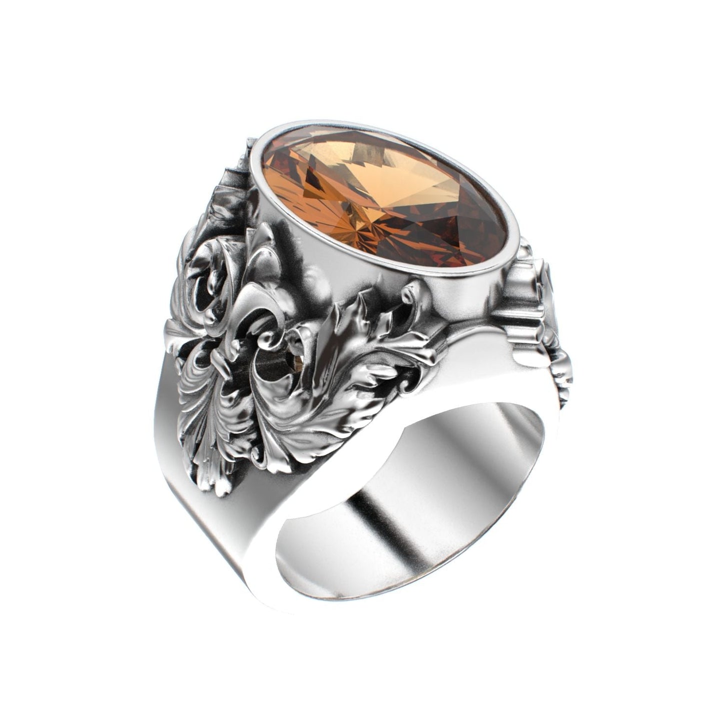 Victorian Filigree Ring - Citrine - 925 Silver