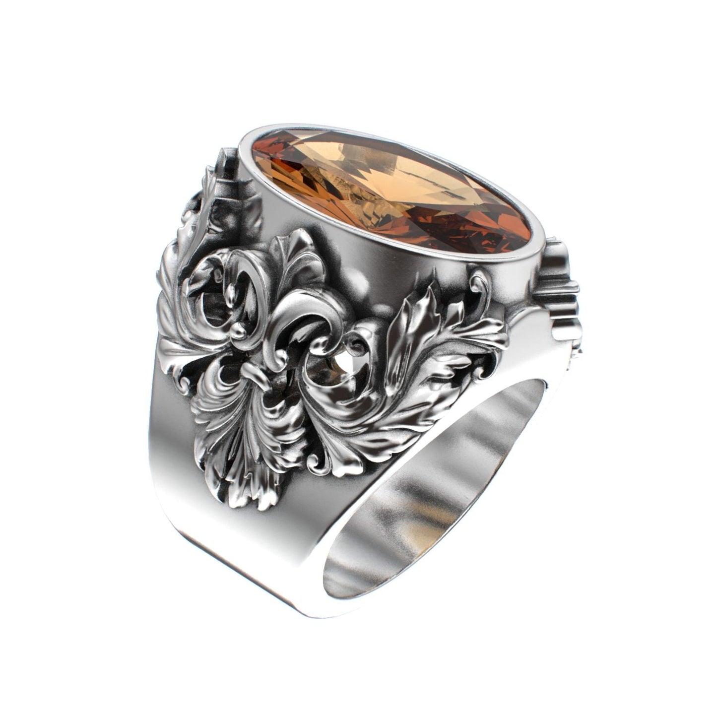 Victorian Filigree Ring - Citrine - 925 Silver