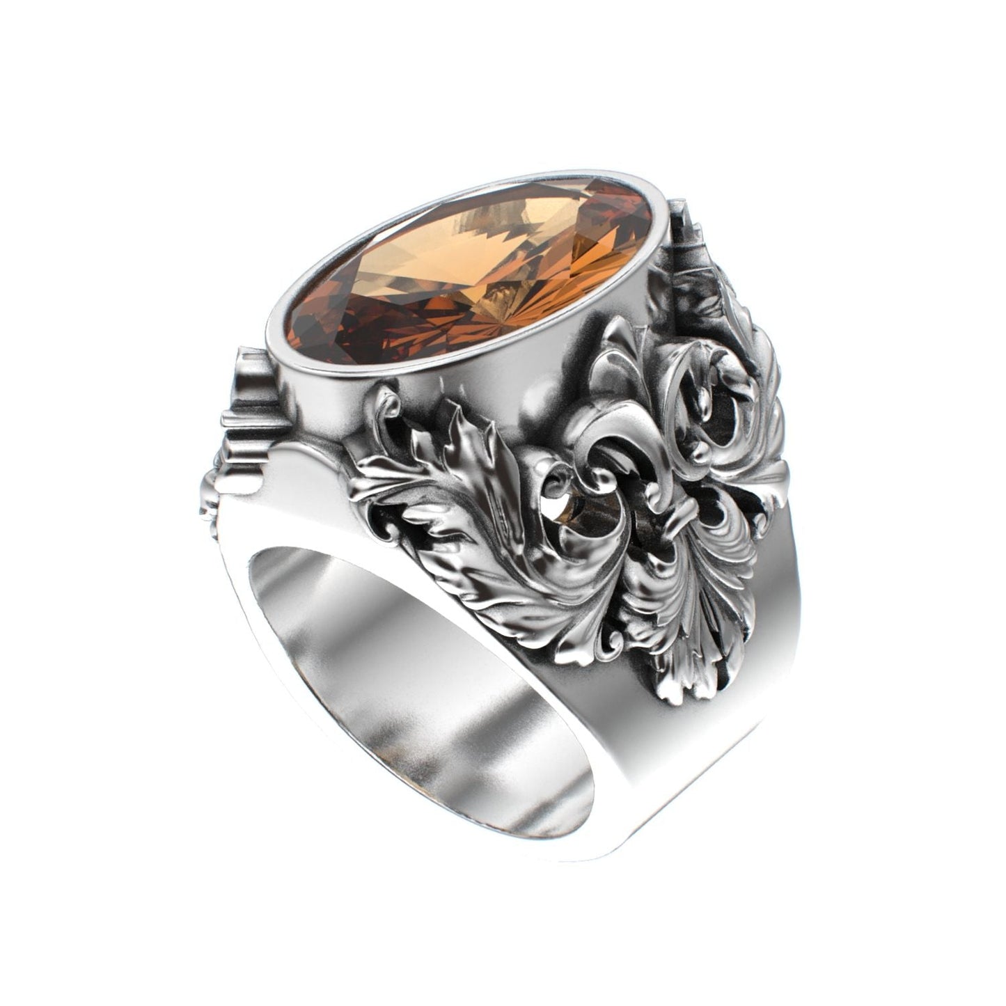 Victorian Filigree Ring - Citrine - 925 Silver