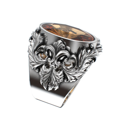 Victorian Filigree Ring - Citrine - 925 Silver