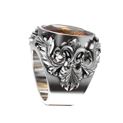 Victorian Filigree Ring - Citrine - 925 Silver