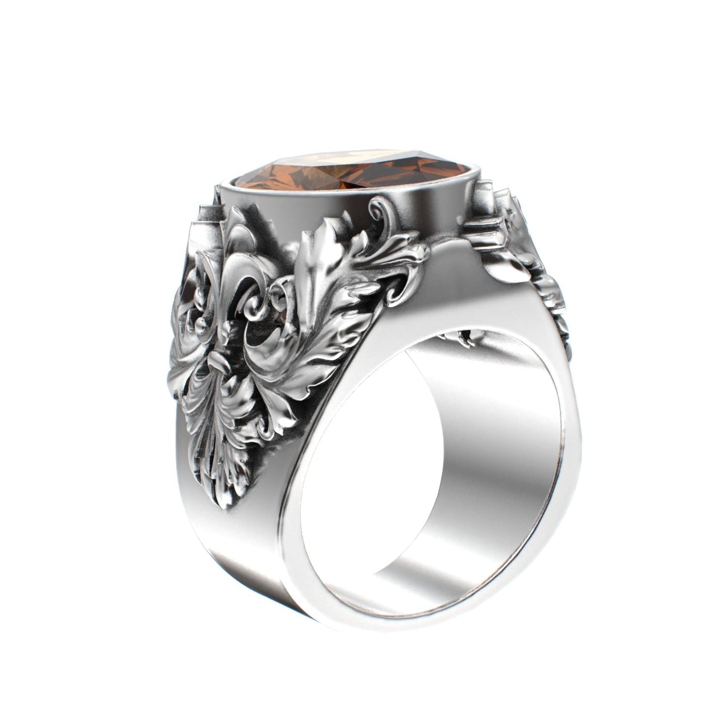 Victorian Filigree Ring - Citrine - 925 Silver