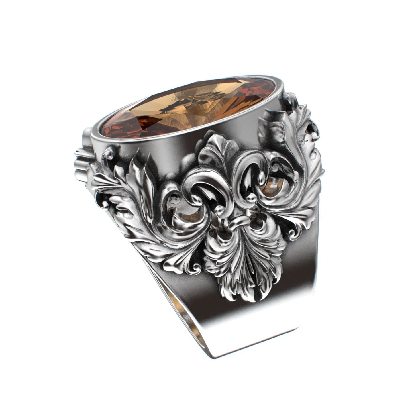 Victorian Filigree Ring - Citrine - 925 Silver