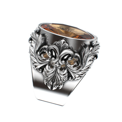 Victorian Filigree Ring - Citrine - 925 Silver