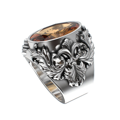 Victorian Filigree Ring - Citrine - 925 Silver