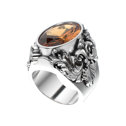 Victorian Filigree Ring - Citrine - 925 Silver