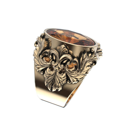 Victorian Filigree Ring - Citrine - 9ct Gold