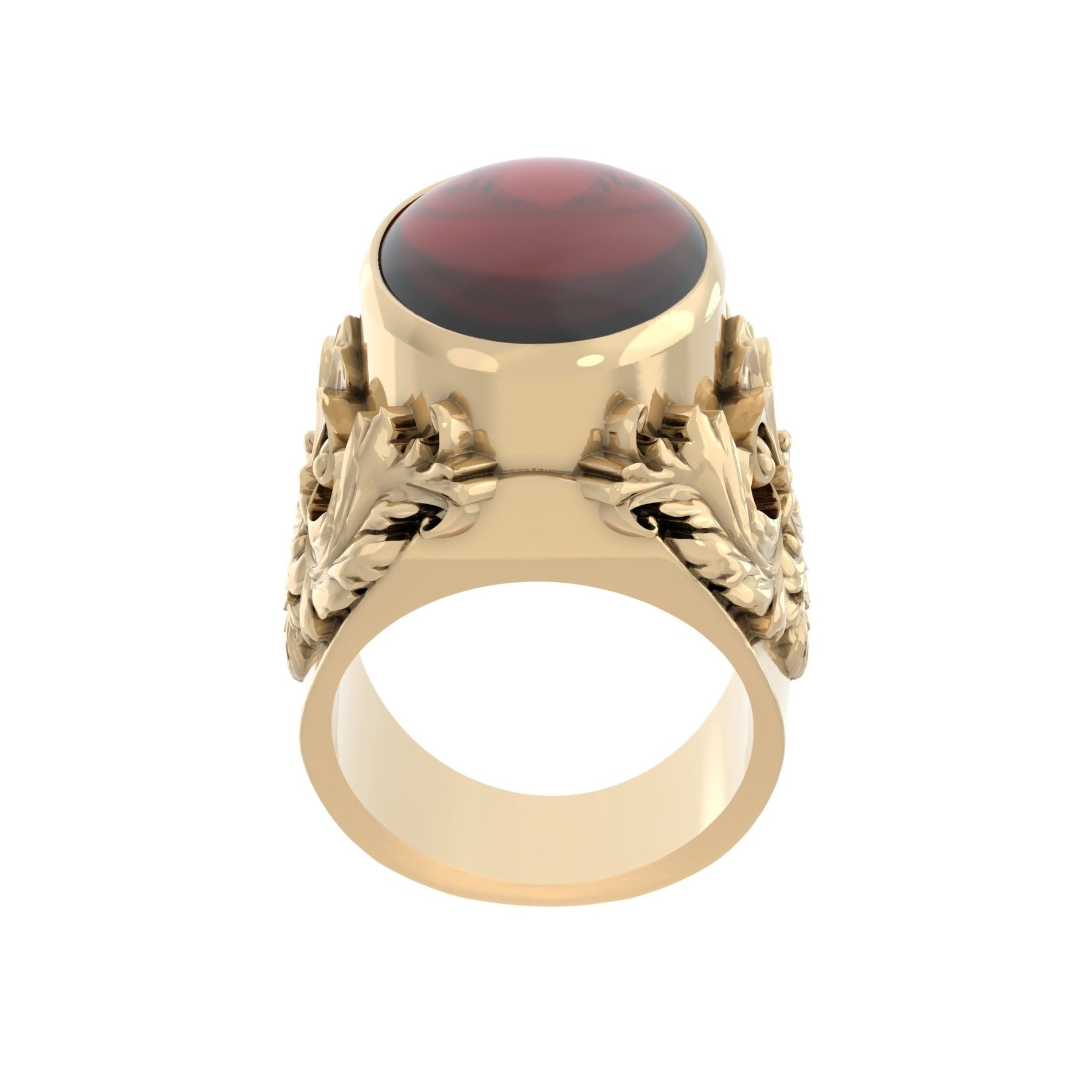 Victorian Filigree Ring – Garnet | Handcrafted 9ct Yellow Gold - BeckonJewel
