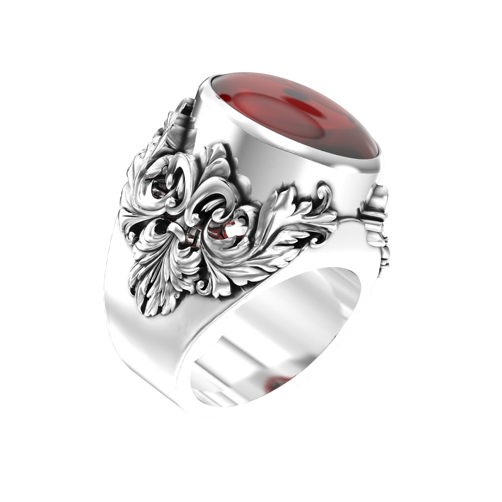 Victorian Filigree Ring - Garnet - Silver - BeckonJewel