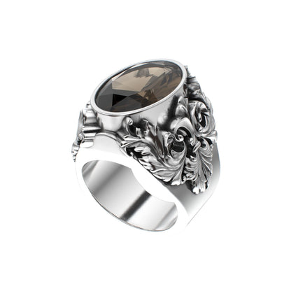 Victorian Filigree Ring - Smokey Quartz - 925 Silver