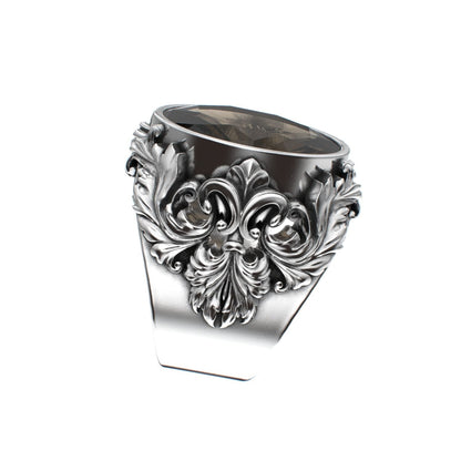 Victorian Filigree Ring - Smokey Quartz - 925 Silver