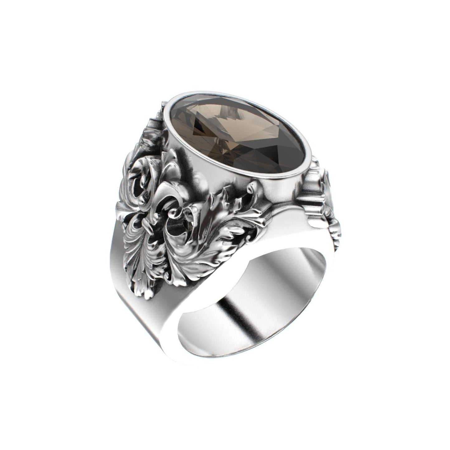 Victorian Filigree Ring - Smokey Quartz - 925 Silver