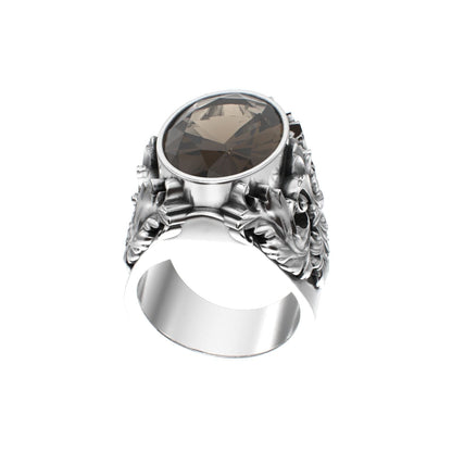 Victorian Filigree Ring - Smokey Quartz - 925 Silver