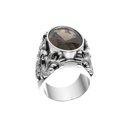 Victorian Filigree Ring - Smokey Quartz - 925 Silver