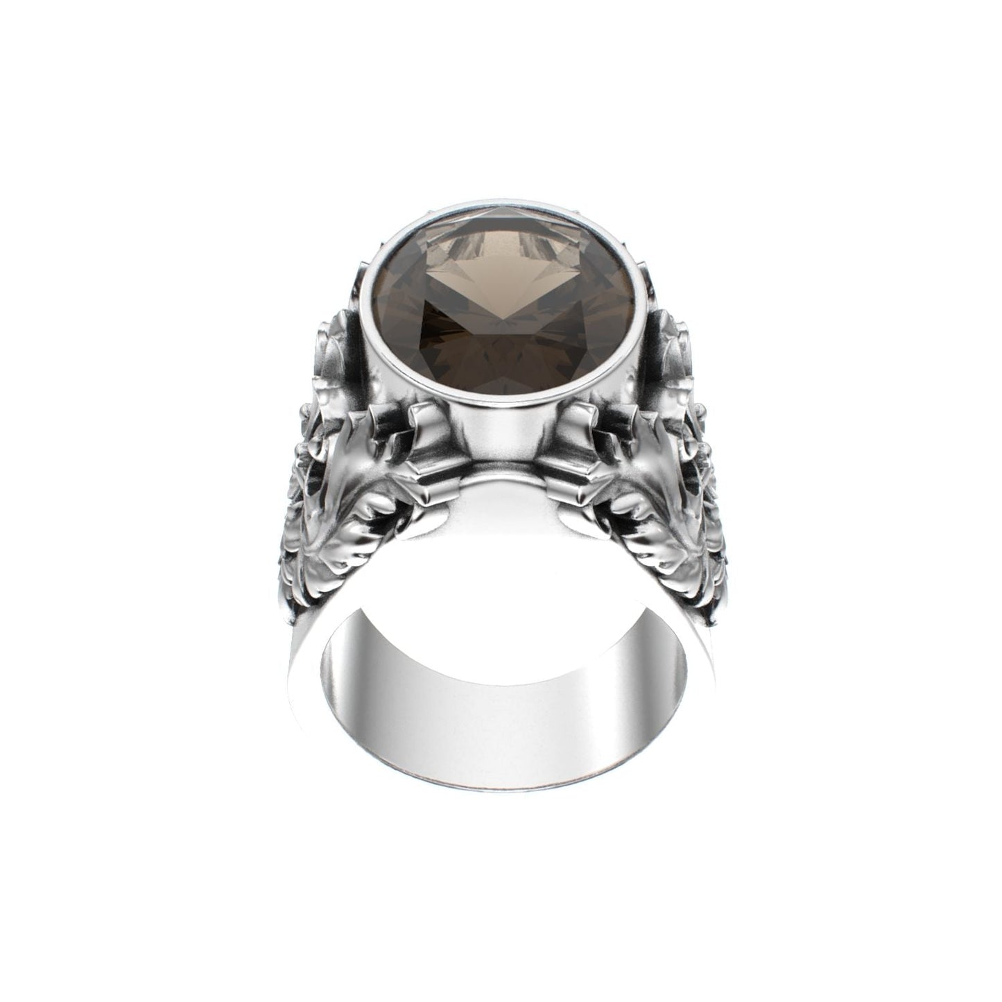 Victorian Filigree Ring - Smokey Quartz - 925 Silver