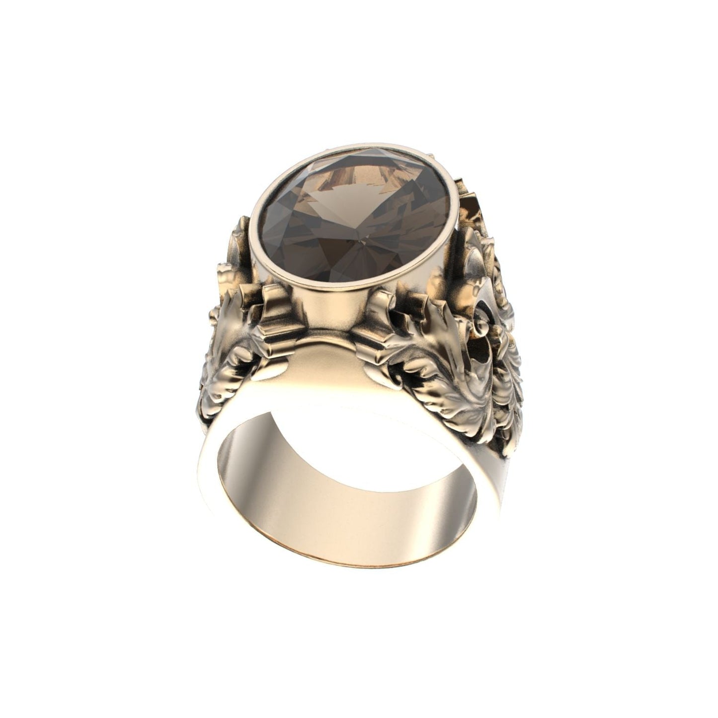 Victorian Filigree Ring - Smokey Quartz - 9ct Gold