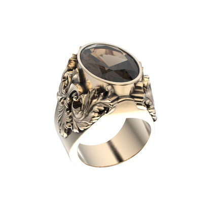 Victorian Filigree Ring - Smokey Quartz - 9ct Gold