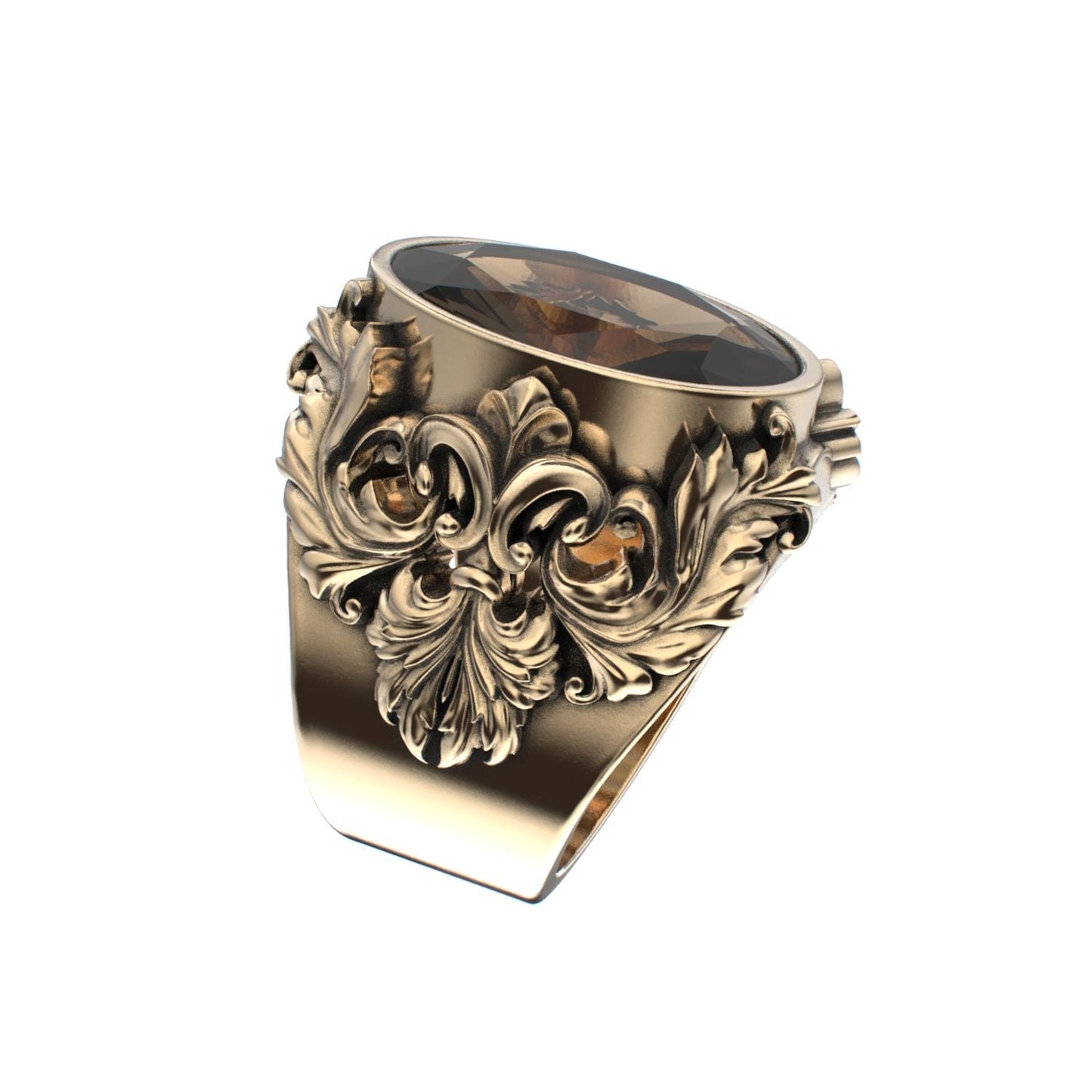 Victorian Filigree Ring - Smokey Quartz - 9ct Gold