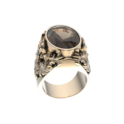 Victorian Filigree Ring - Smokey Quartz - 9ct Gold