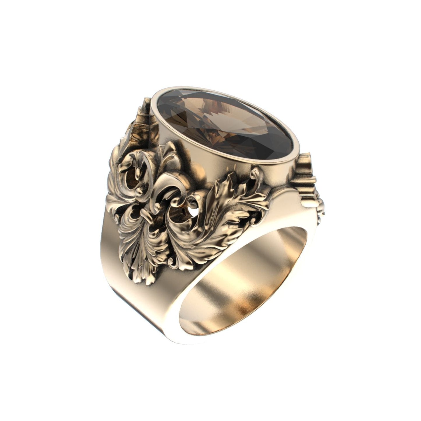 Victorian Filigree Ring - Smokey Quartz - 9ct Gold