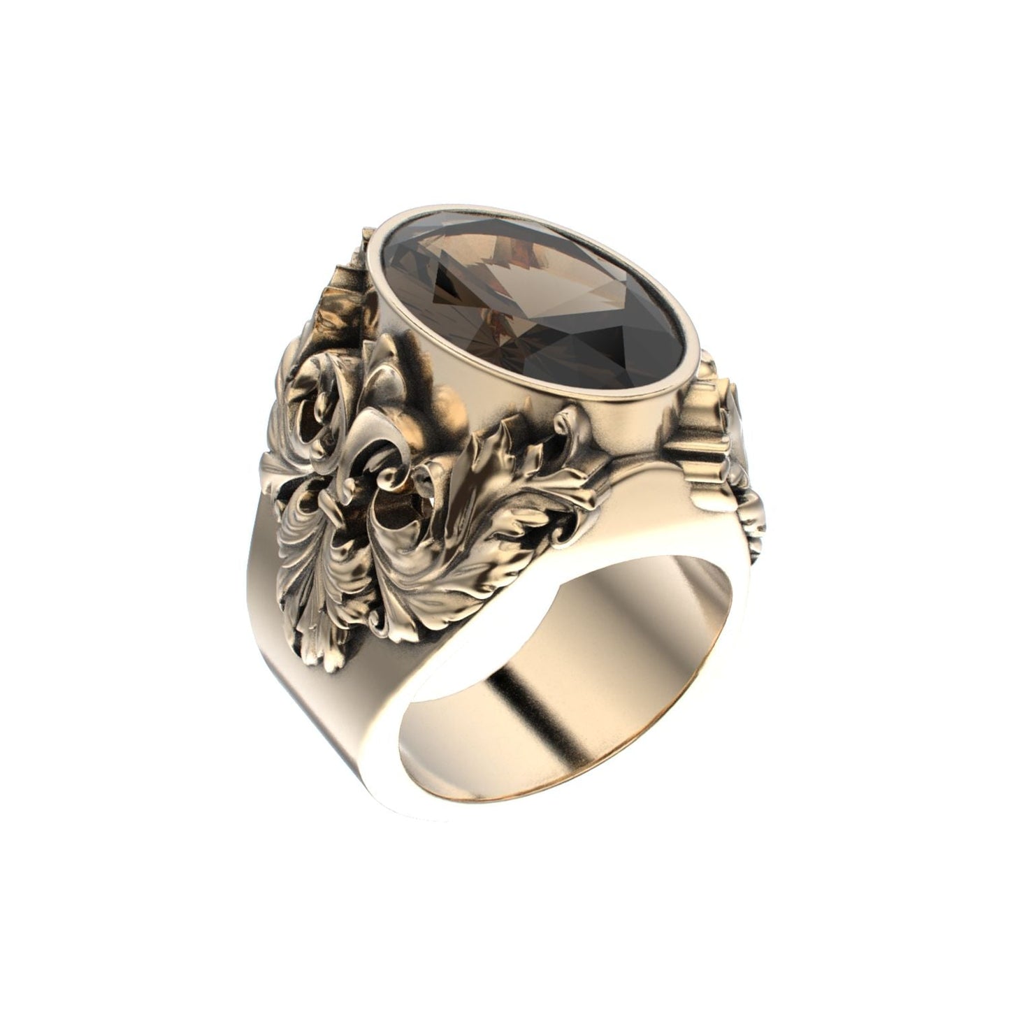 Victorian Filigree Ring - Smokey Quartz - 9ct Gold