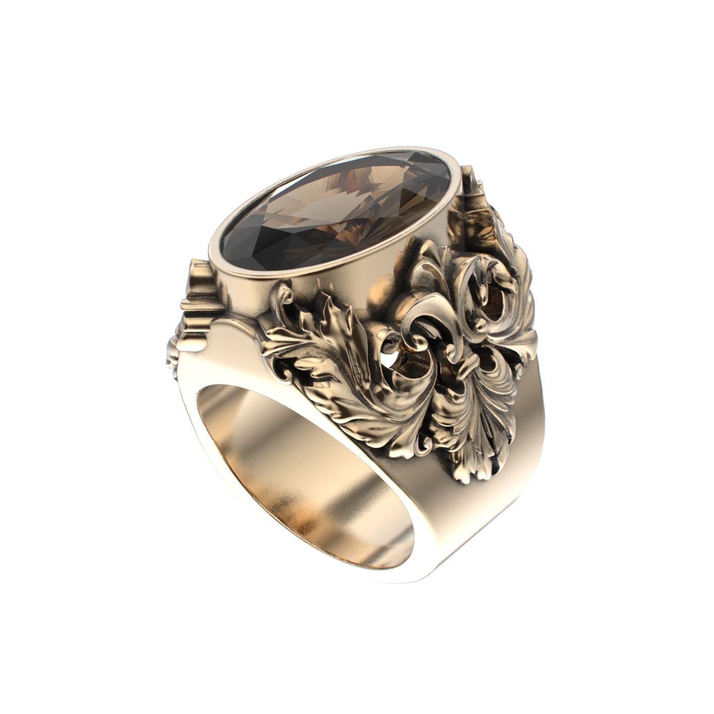 Victorian Filigree Ring - Smokey Quartz - 9ct Gold