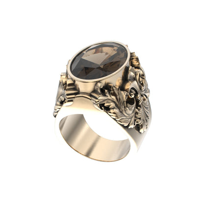 Victorian Filigree Ring - Smokey Quartz - 9ct Gold