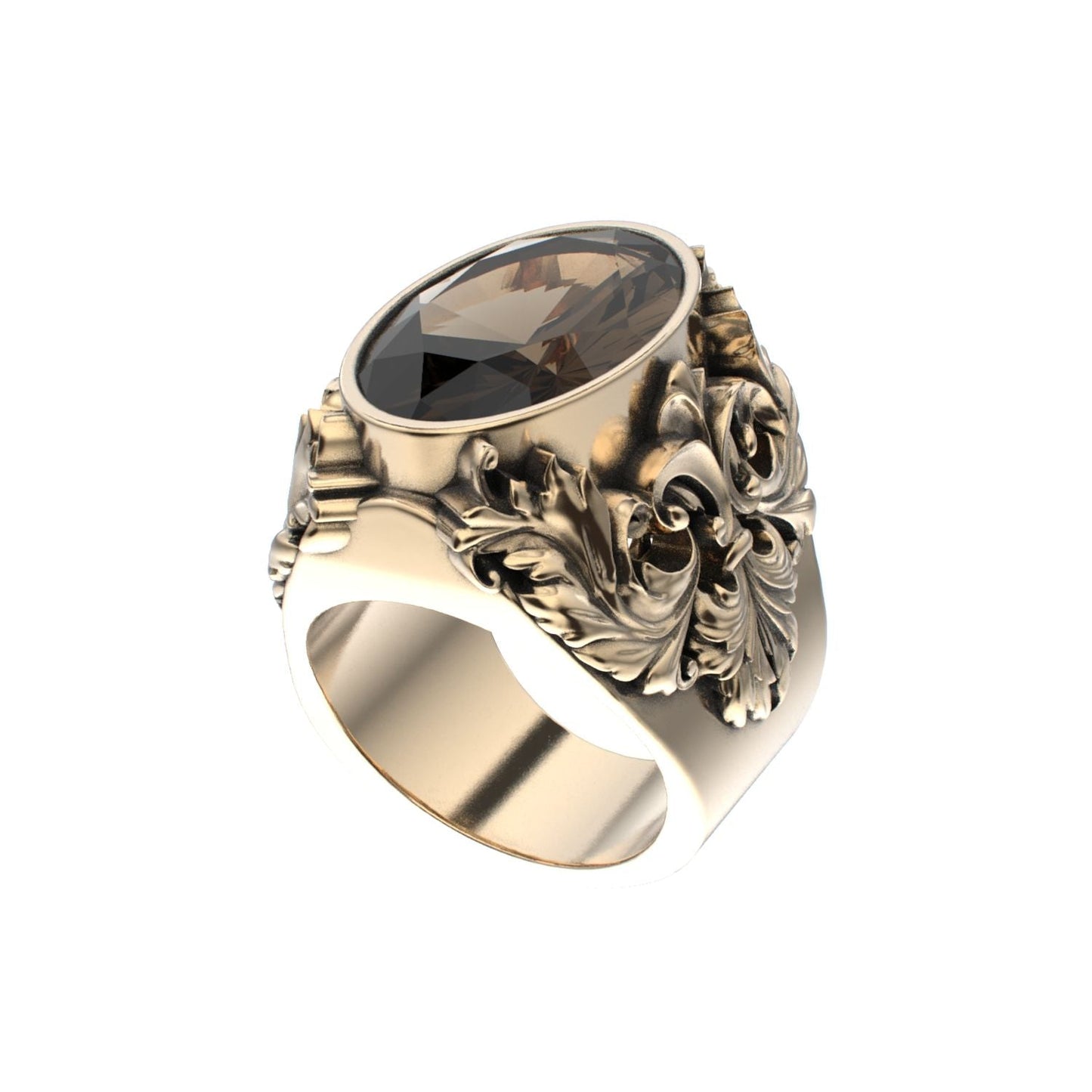 Victorian Filigree Ring - Smokey Quartz - 9ct Gold